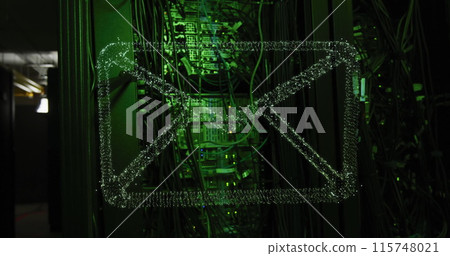 Image of connections with icons and data processing over computer servers 115748021