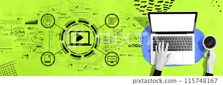 Webinar concept with person using a laptop 115748167
