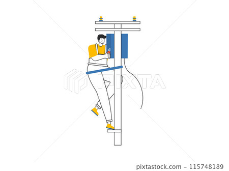 Lighting and Electricity Vector Illustration featuring a Light Bulb, Lamp, and Energy Maintenance Service Panel Cabinet for Technician Electrical Work 115748189