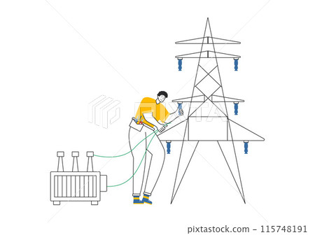 Lighting and Electricity Vector Illustration featuring a Light Bulb, Lamp, and Energy Maintenance Service Panel Cabinet for Technician Electrical Work Lighting and Electricity Vector Illustration featuring a Light Bulb, Lamp, and Energy Maintenance Service Panel Cabinet for Technician Electrical Work 115748191