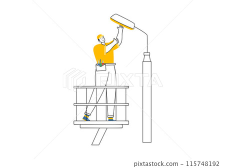Lighting and Electricity Vector Illustration featuring a Light Bulb, Lamp, and Energy Maintenance Service Panel Cabinet for Technician Electrical Work 115748192