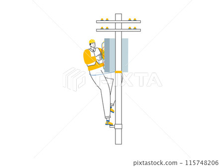 Lighting and Electricity Vector Illustration featuring a Light Bulb, Lamp, and Energy Maintenance Service Panel Cabinet for Technician Electrical Work Lighting and Electricity Vector Illustration featuring a Light Bulb, Lamp, and Energy Maintenance Service Panel Cabinet for Technician Electrical Work 115748206