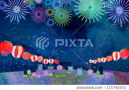 Fireworks shining in the summer night sky background material Fireworks shining in the summer night sky background material 115748331