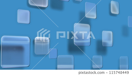 Image of multiple square shapes moving against blue background with copy space Image of multiple square shapes moving against blue background with copy space 115748449