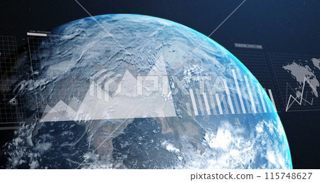 Image of financial data processing over globe Image of financial data processing over globe 115748627
