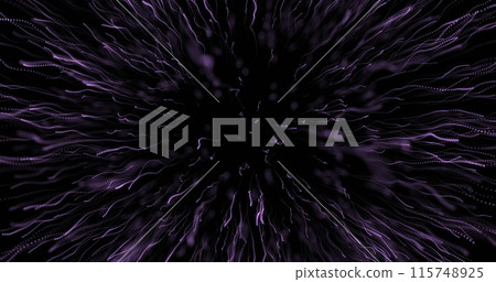 Digital image of purple light trail exploding against black background Digital image of purple light trail exploding against black background 115748925