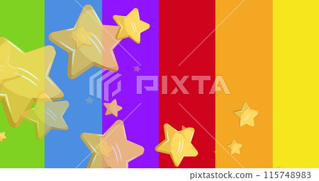 Image of stars falling on rainbow background 115748983