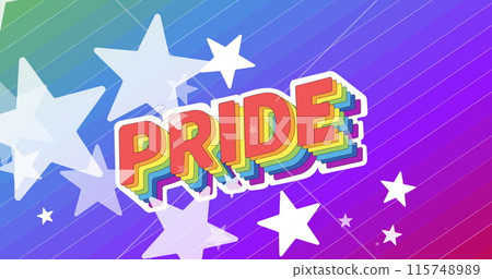 Image of pride and stars over rainbow background 115748989