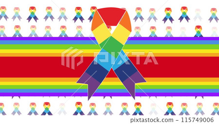Image of rainbow ribbon and lines over rainbow ribbons 115749006