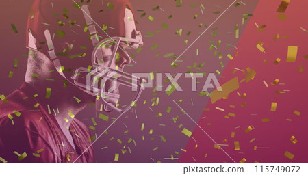 Image of confetti over american football player Image of confetti over american football player 115749072