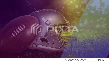 Image of confetti over baseball helmet and glove Image of confetti over baseball helmet and glove 115749075