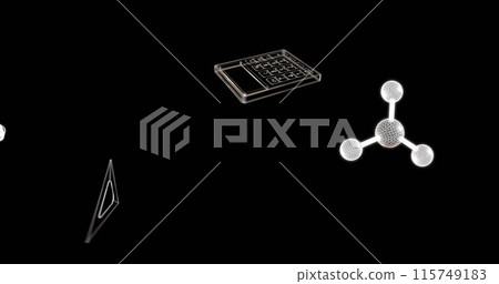 Image of icons moving on black background Image of icons moving on black background 115749183