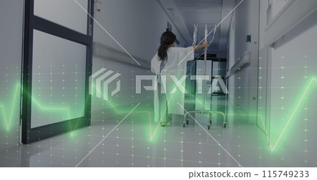 Image of data processing over biracial girl patient with drip in hospital Image of data processing over biracial girl patient with drip in hospital 115749233