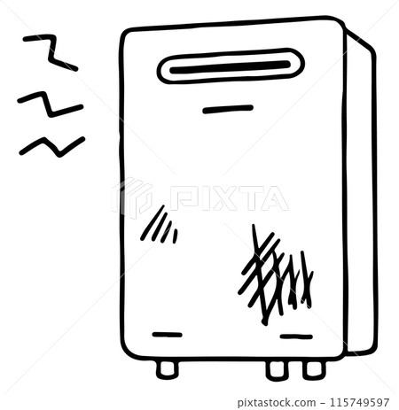 Water heater failure line drawing Water heater failure line drawing 115749597