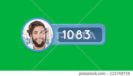 Image of profile picture inside a blue bar with increasing number count Image of profile picture inside a blue bar with increasing number count 115749739
