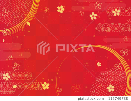 Japanese pattern background and red Japanese pattern 115749788