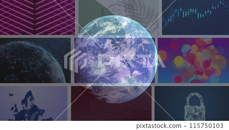 Image of digital screens over globe 115750103