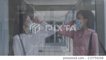 Image of building site over business people talking in office 115750288