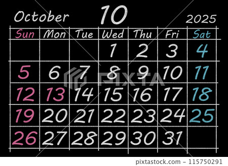 2025 Calendar Blackboard October 115750291