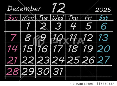 2025 Calendar Blackboard December 2025 Calendar Blackboard December 115750332