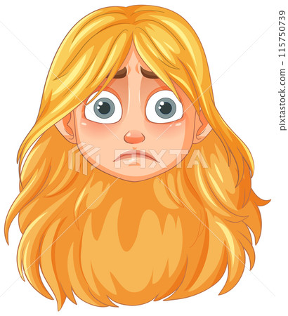 Sad Expression with Blonde Hair Sad Expression with Blonde Hair 115750739