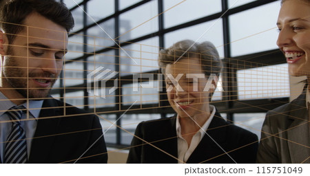 Image of shapes over caucasian business people in office Image of shapes over caucasian business people in office 115751049