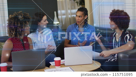 Image of data processing over business people using laptops Image of data processing over business people using laptops 115751095