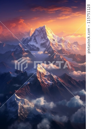 Everest and mountains of Tibet 115751128