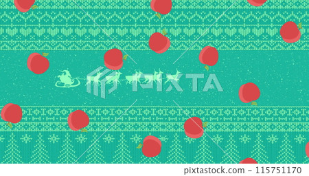 Image of christmas red apples falling over pattern on green background Image of christmas red apples falling over pattern on green background 115751170