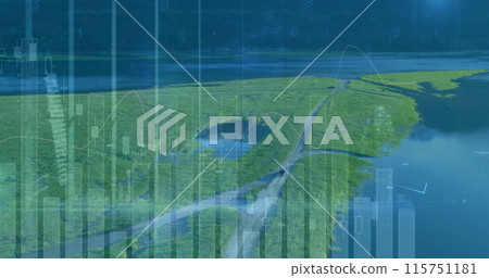 Image of data processing over landscape 115751181