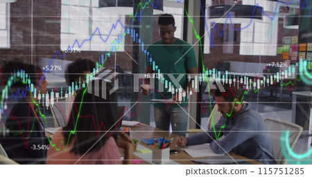 Image of statistics and data processing over business people Image of statistics and data processing over business people 115751285