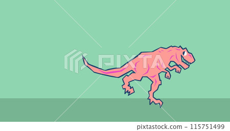 Image of orange dinosaur icon on green black background 115751499