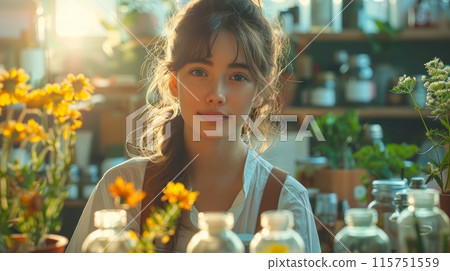 woman making natural cosmetics 115751559
