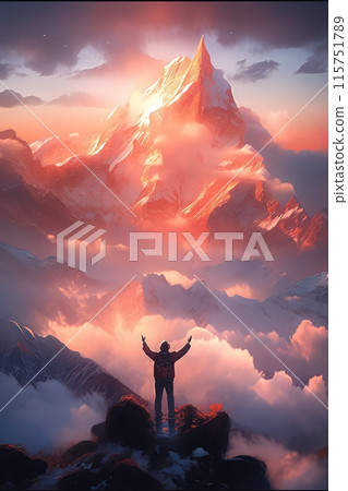 tourist on top of mountain tourist on top of mountain 115751789