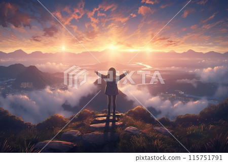 tourist on top of mountain tourist on top of mountain 115751791