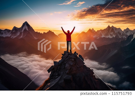 tourist on top of mountain tourist on top of mountain 115751793