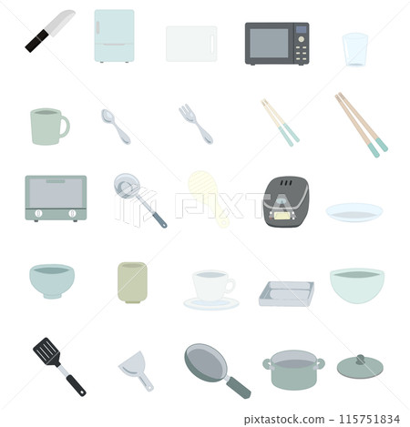 廚房用具簡單插畫集（同色線） 115751834