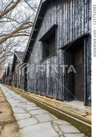 Sankyo warehouses line the stone-paved promenade 115752085