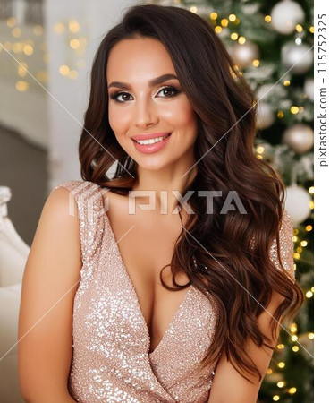 A nice-looking foreign woman in a dress 115752325