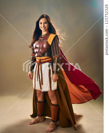 Beautiful woman in leather armor 115752326