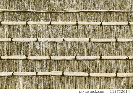 Texture of a branch fence in a traditional Japanese garden (watercolor illustration style and color processing) 115752614