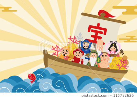 2025蛇年賀年片，七福神登寶船 115752626