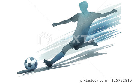 Silhouette illustration kicking a soccer ball 115752819
