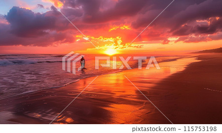黃昏時分在海上的日落 黃昏時分在海上的日落 115753198