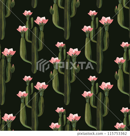 Cacti. Seamless watercolor pattern for wrapping paper, wallpaper and textiles. Cacti. Seamless watercolor pattern for wrapping paper, wallpaper and textiles. 115753362