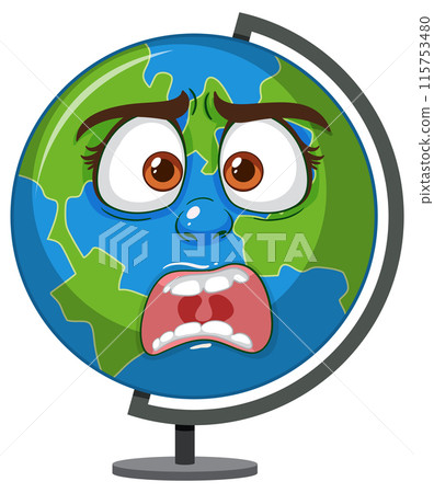 Worried Earth Globe Illustration 115753480