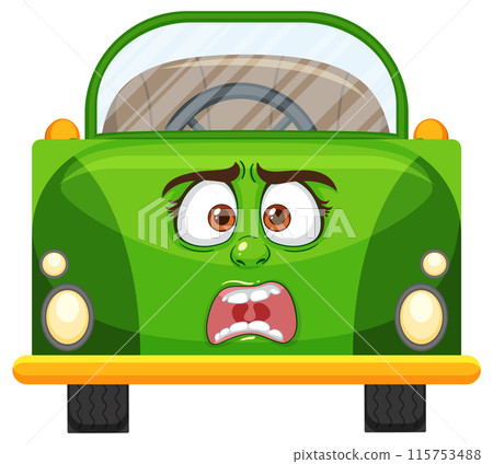 Scared Green Car Illustration Scared Green Car Illustration 115753488