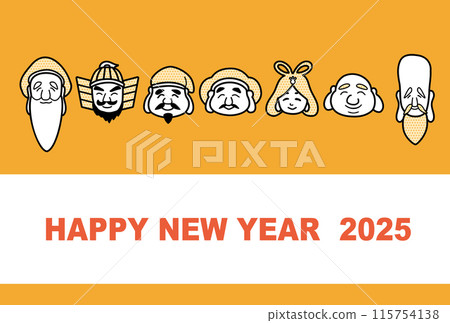 2025 Year of the Snake Pop New Year's Card with the Seven Lucky Gods 115754138
