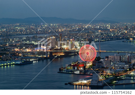 View of Tempozan from Sakishima Cosmo Tower Observatory, early hours 115754162