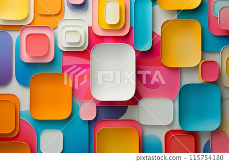 Colorful modern wallpaper featuring abstract shapes and vibrant geometric patterns 115754180